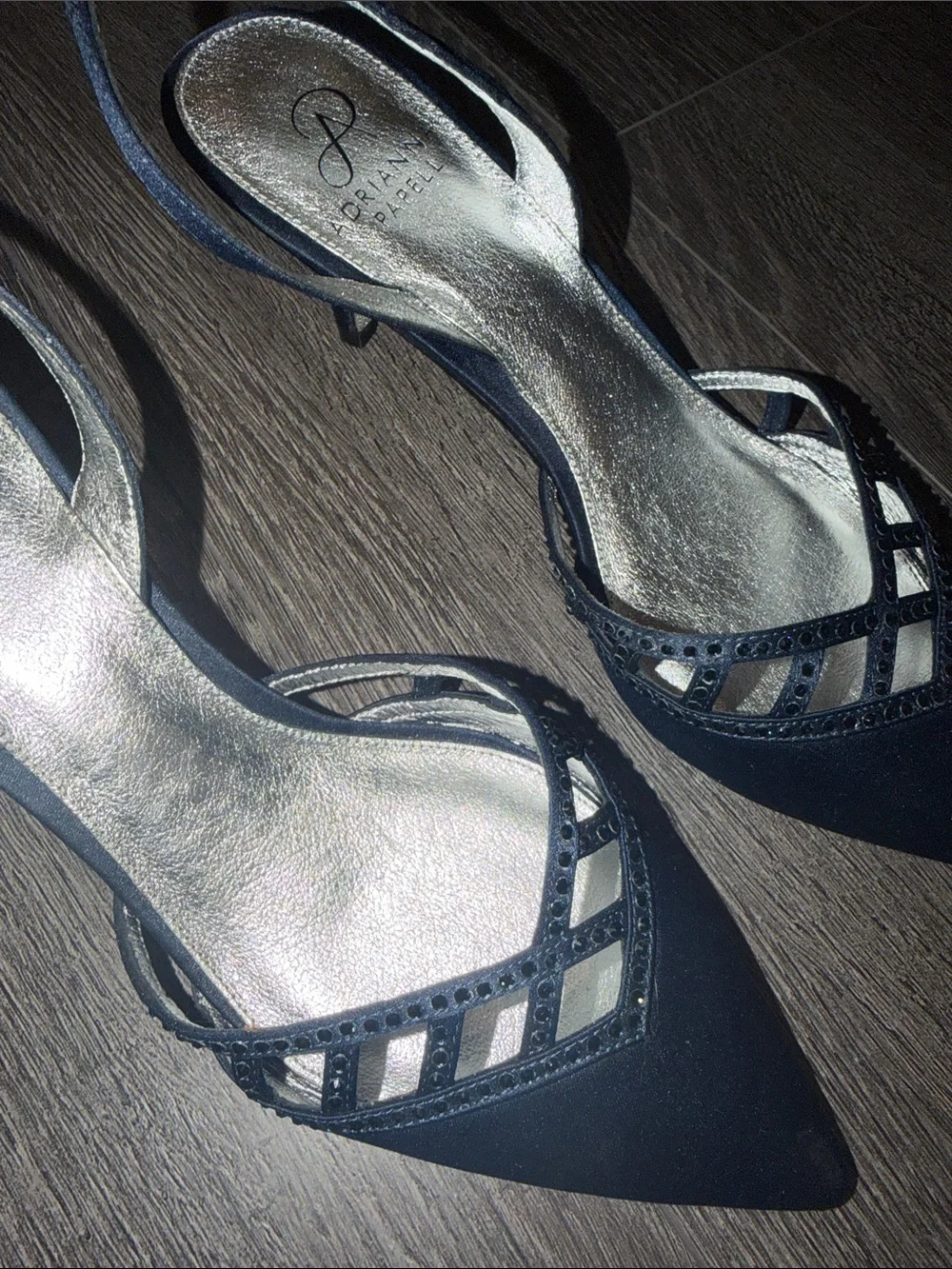 Adrianna Papell Navy Pointed Slingback Kitten Heels